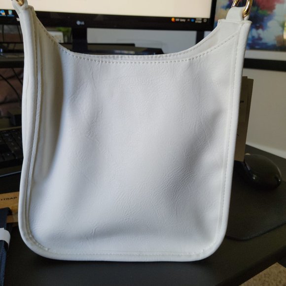 Ahdorned Bags Ahdorned White Mini Vegan Leather Messenger Bag With
